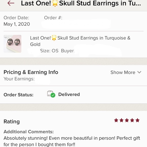 3/$30🖤 Turquoise & Gold Skull Stud Earrings - Picture 6 of 7